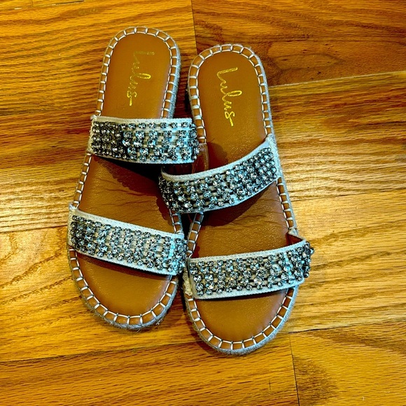 Lulus Rhinestone Flat Sandals - Picture 1 of 4